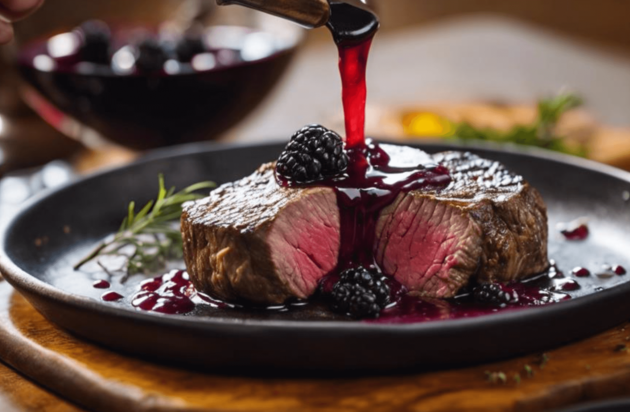 Marinated Venison Steaks with Blackberry Balsamic Sauce