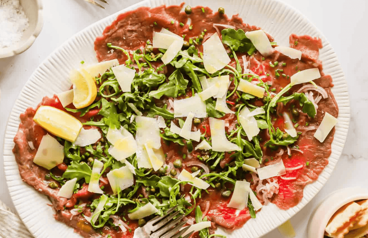 Venison Carpaccio with Juniper Berry and Balsamic Vinaigrette