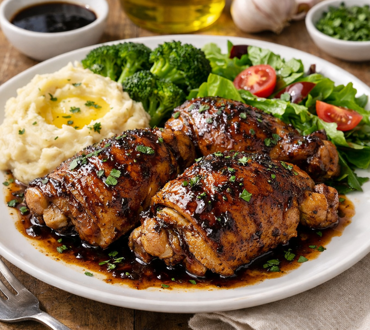 Classic Dark Balsamic Roasted Chicken with Meyer Lemon & Garlic Mushroom