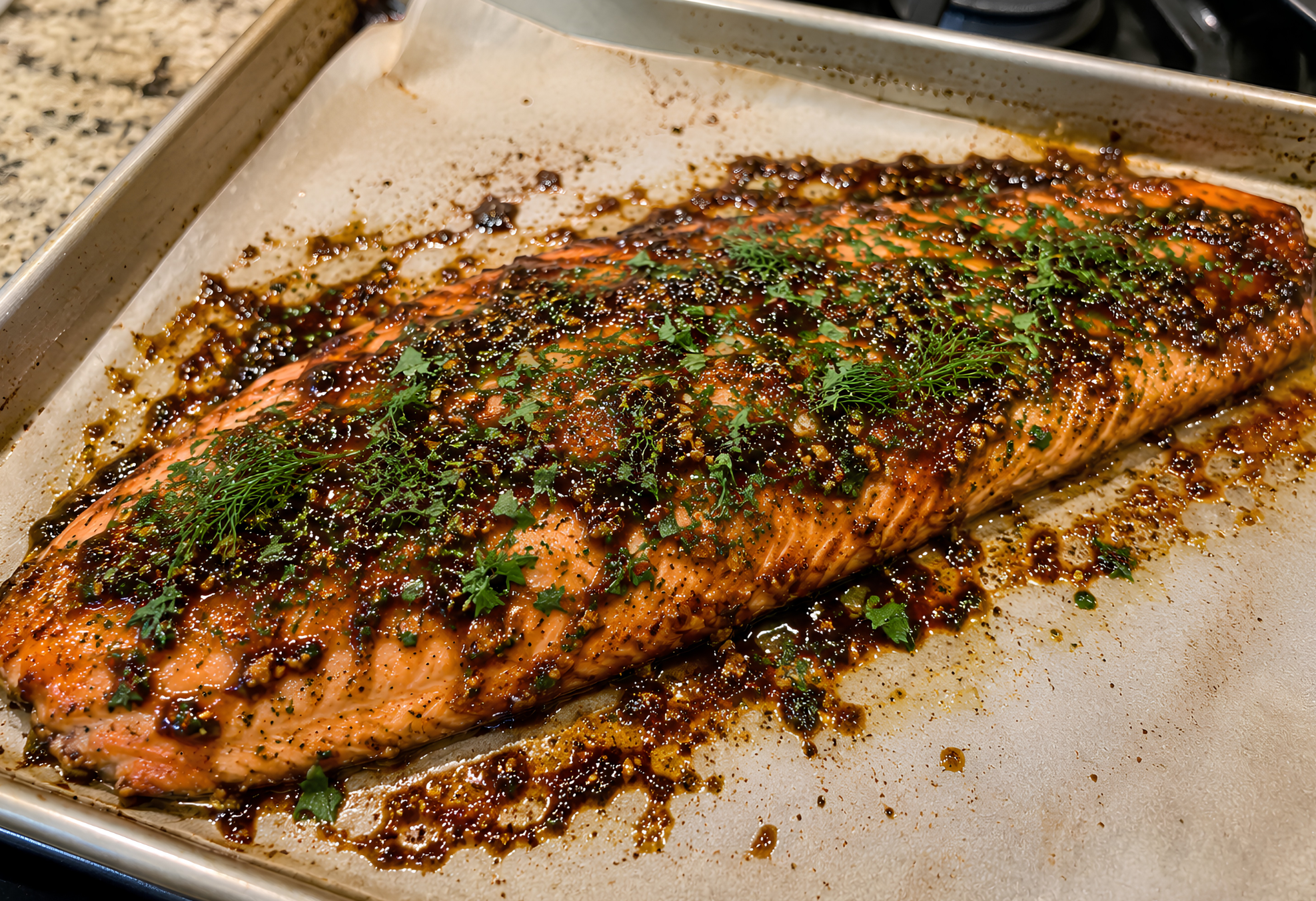 Easy Baked Salmon with Garic Balsamic Glaze
