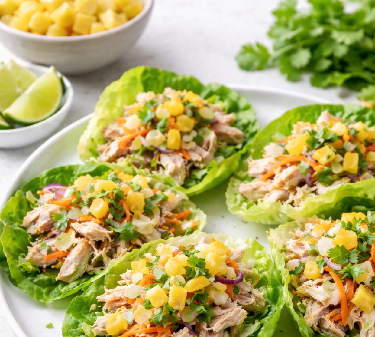 Pineapple White Balsamic Rotisserie Chicken Lettuce Wraps
