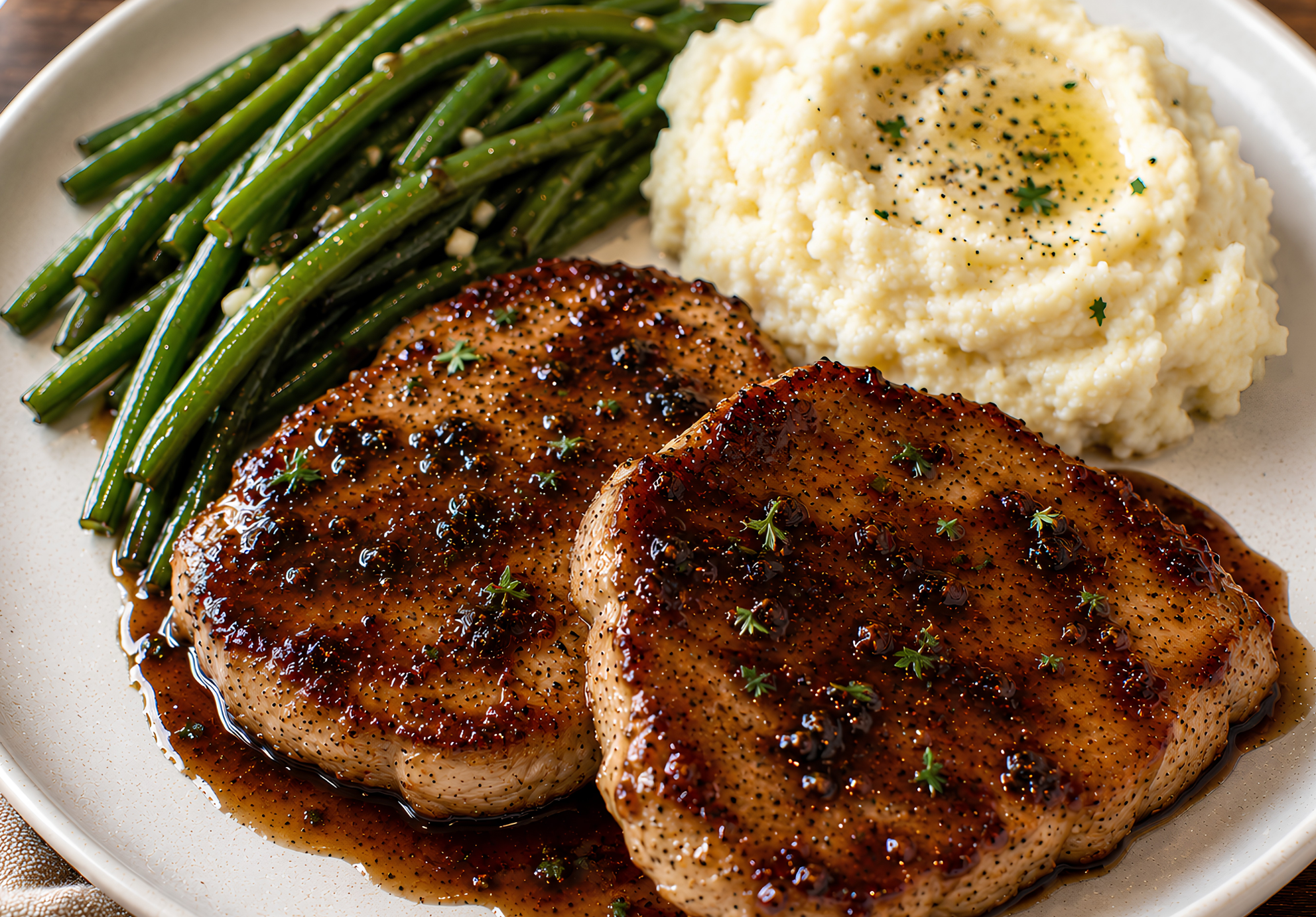Raspberry Balsamic Pork Cutlets with Fresh Herbs