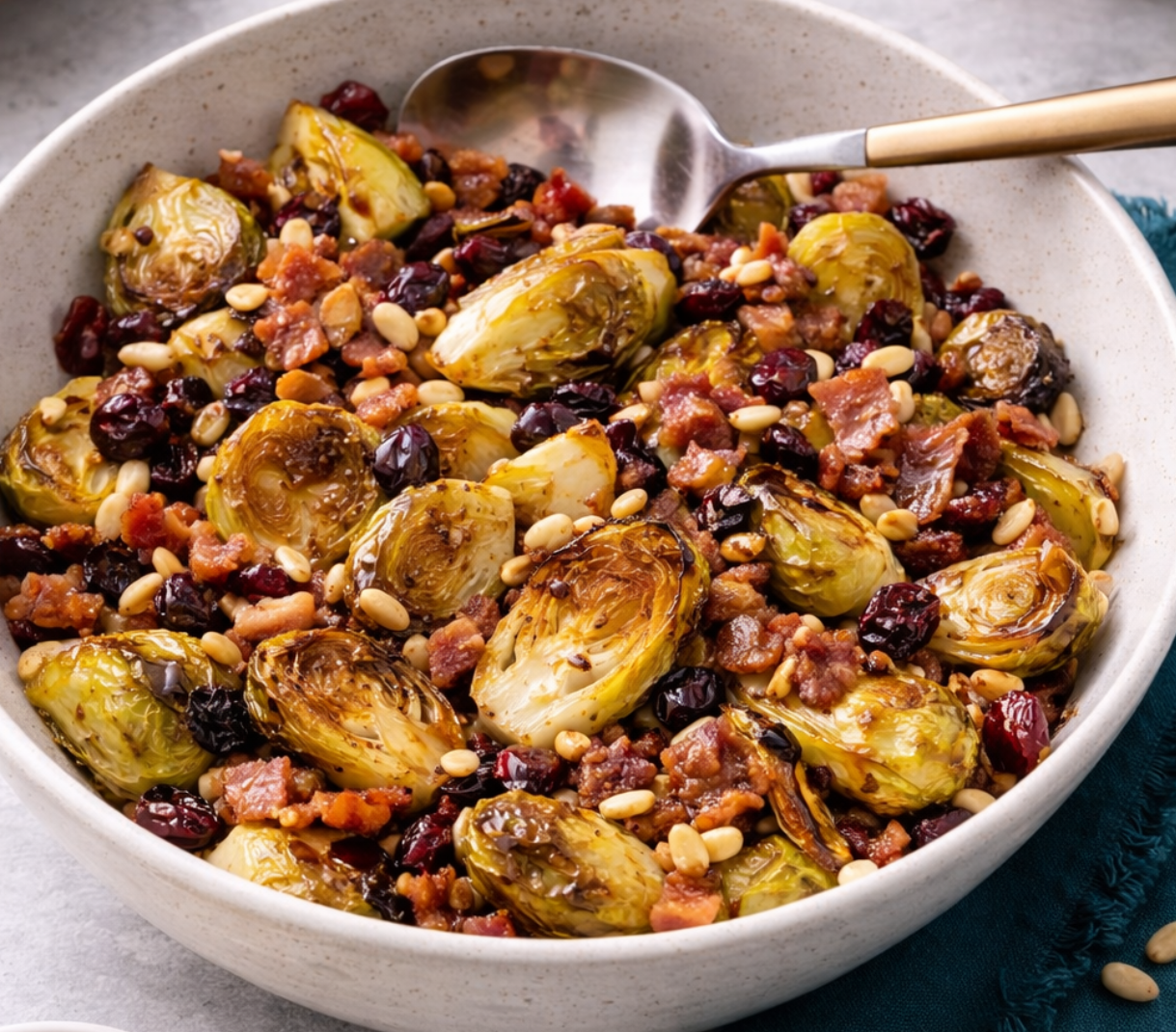Roasted Balsamic Brussels Sprouts with Pancetta