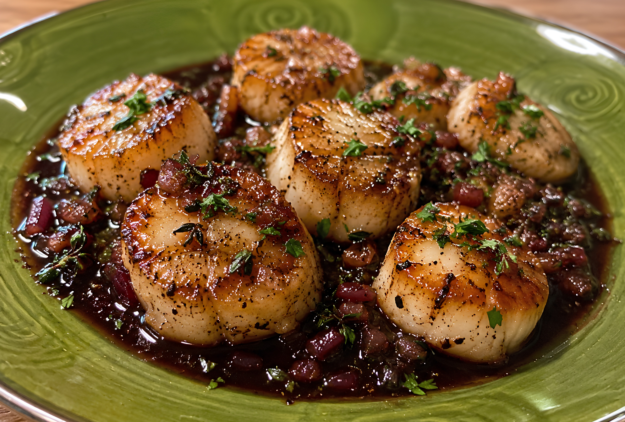 Scallops with Bordeaux Cherry Balsamic Sauce