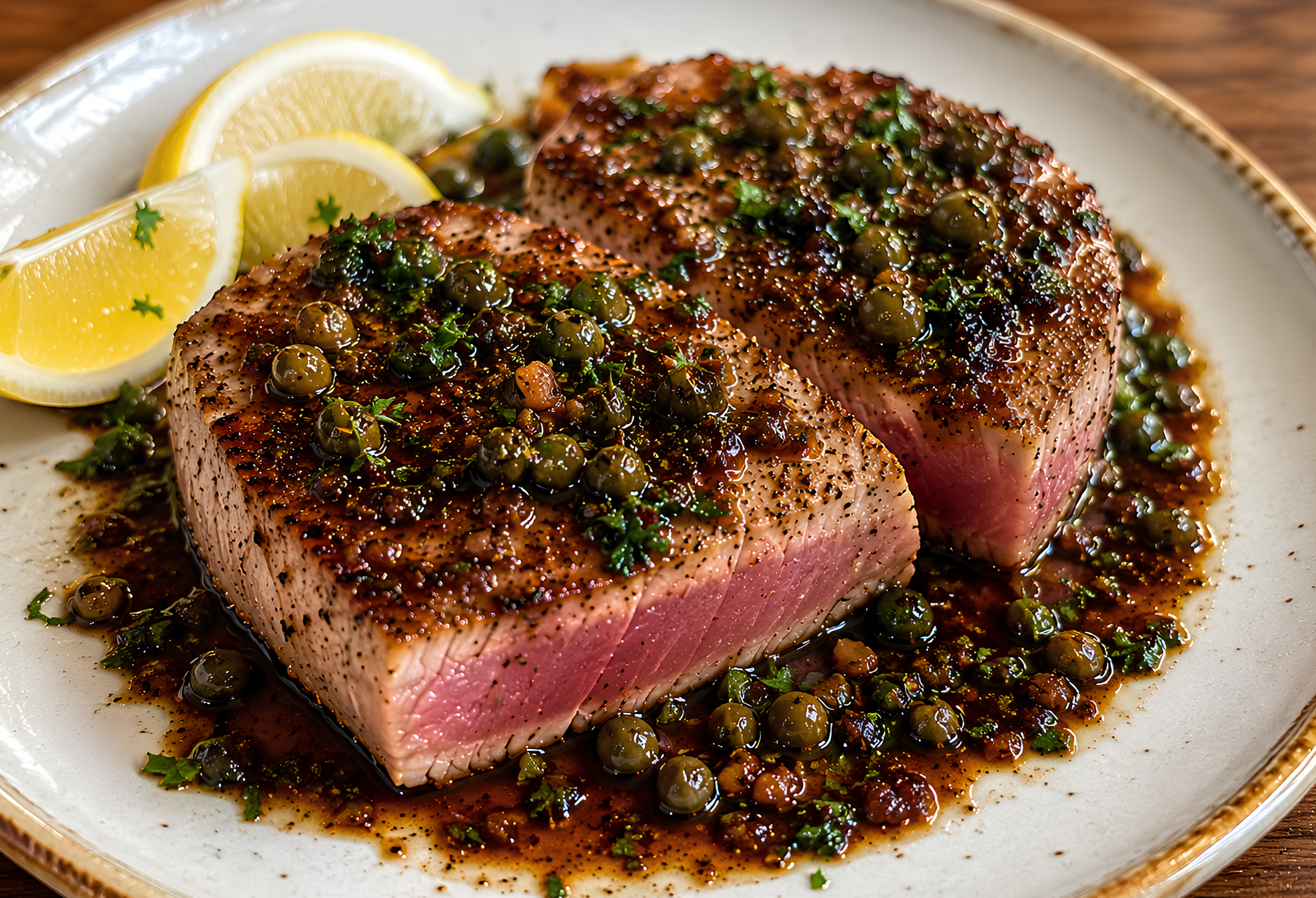Tuna Steaks with Balsamic and Capers