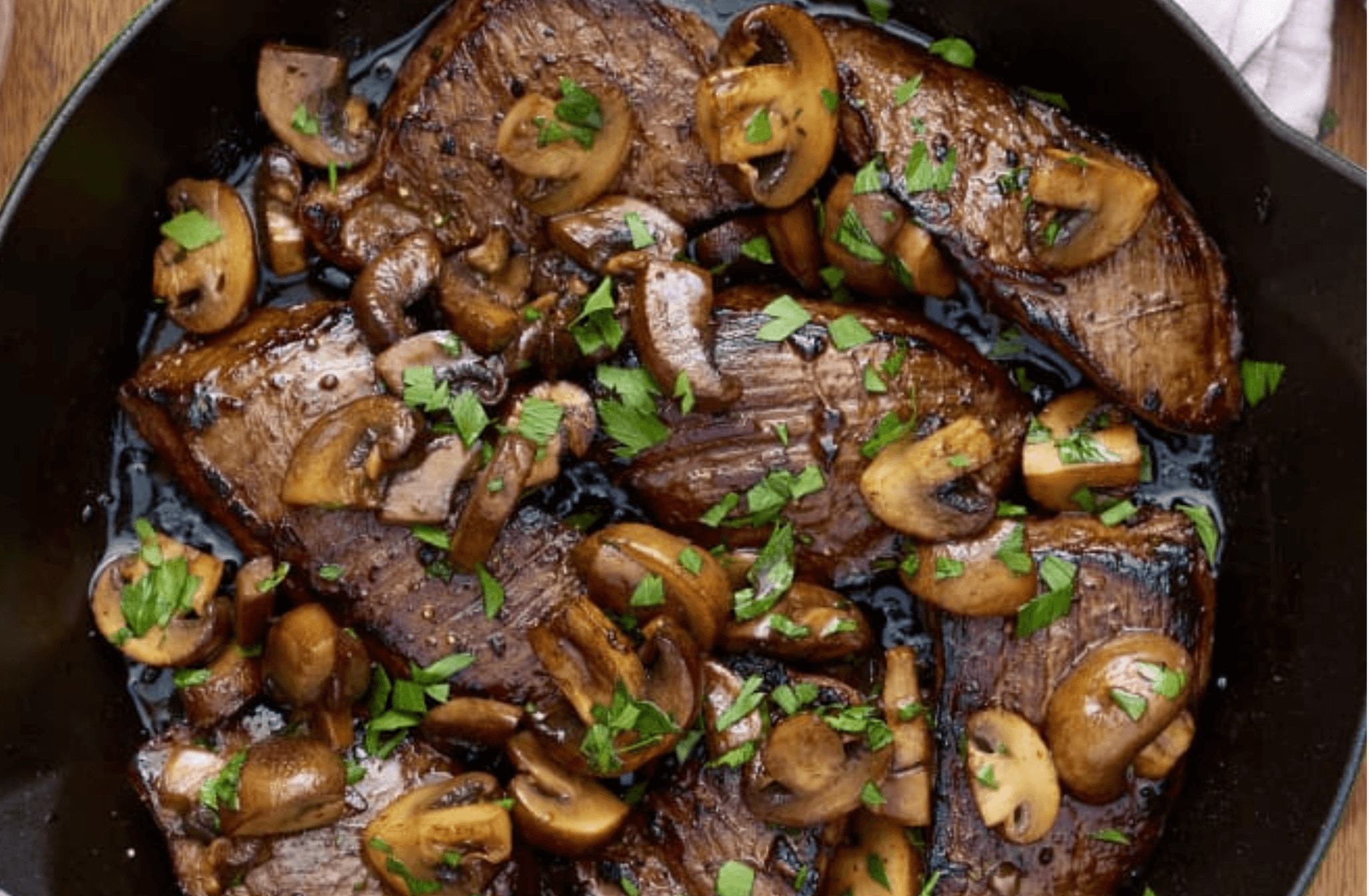 Balsamic Glazed Steak Tips and Mushrooms