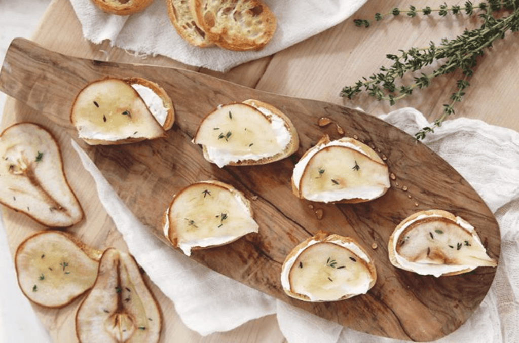 White Pear Balsamic & Goat Cheese Crostini