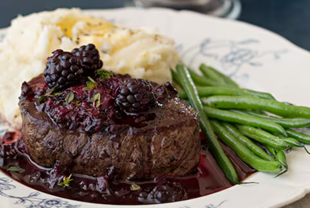 Bear Steaks with Blackberry Balsamic Reduction