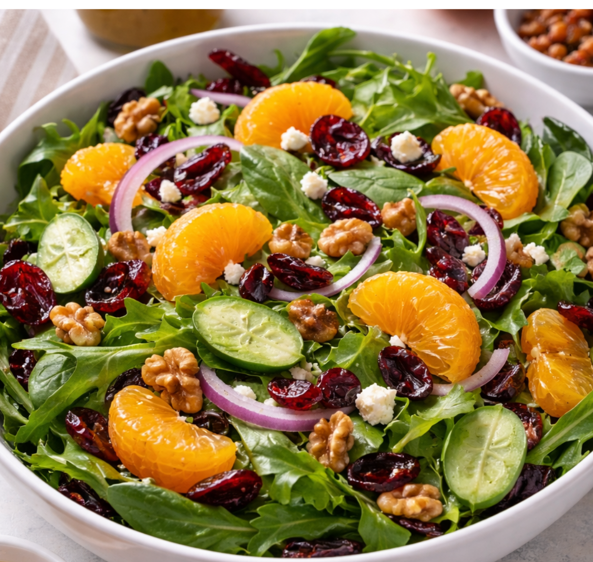 Cranberry Orange White Balsamic Mixed Green Salad & Vinaigrette
