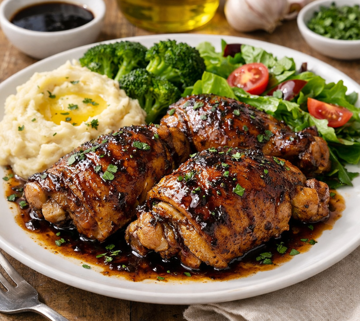 Classic Dark Balsamic Roasted Chicken with Meyer Lemon & Garlic Mushroom