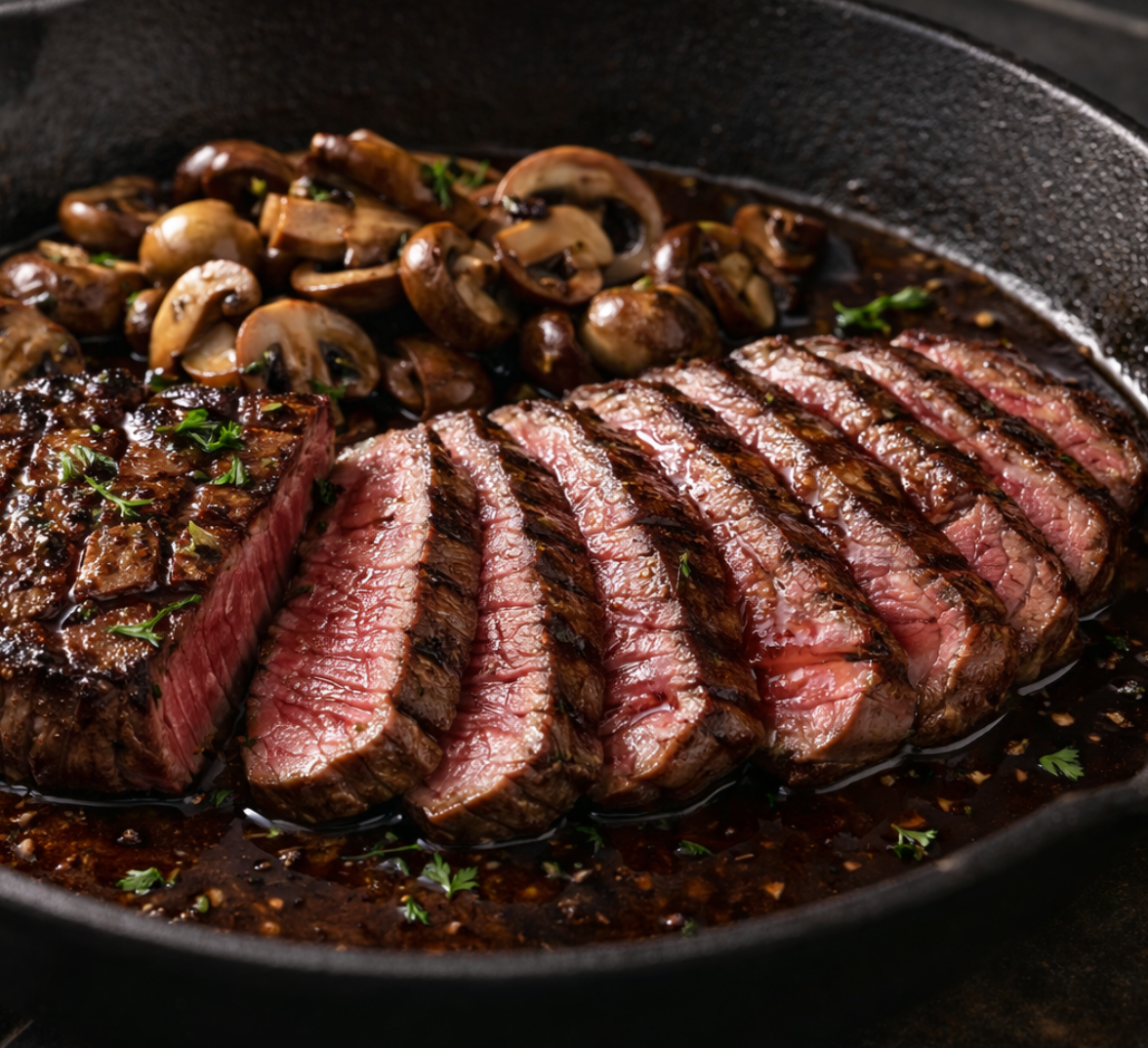 Espresso Balsamic Steak with Roasted Mushrooms
