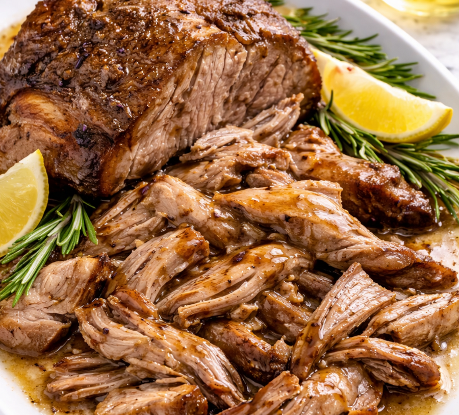 Slow Cooker Pork Shoulder with Lavender White Balsamic