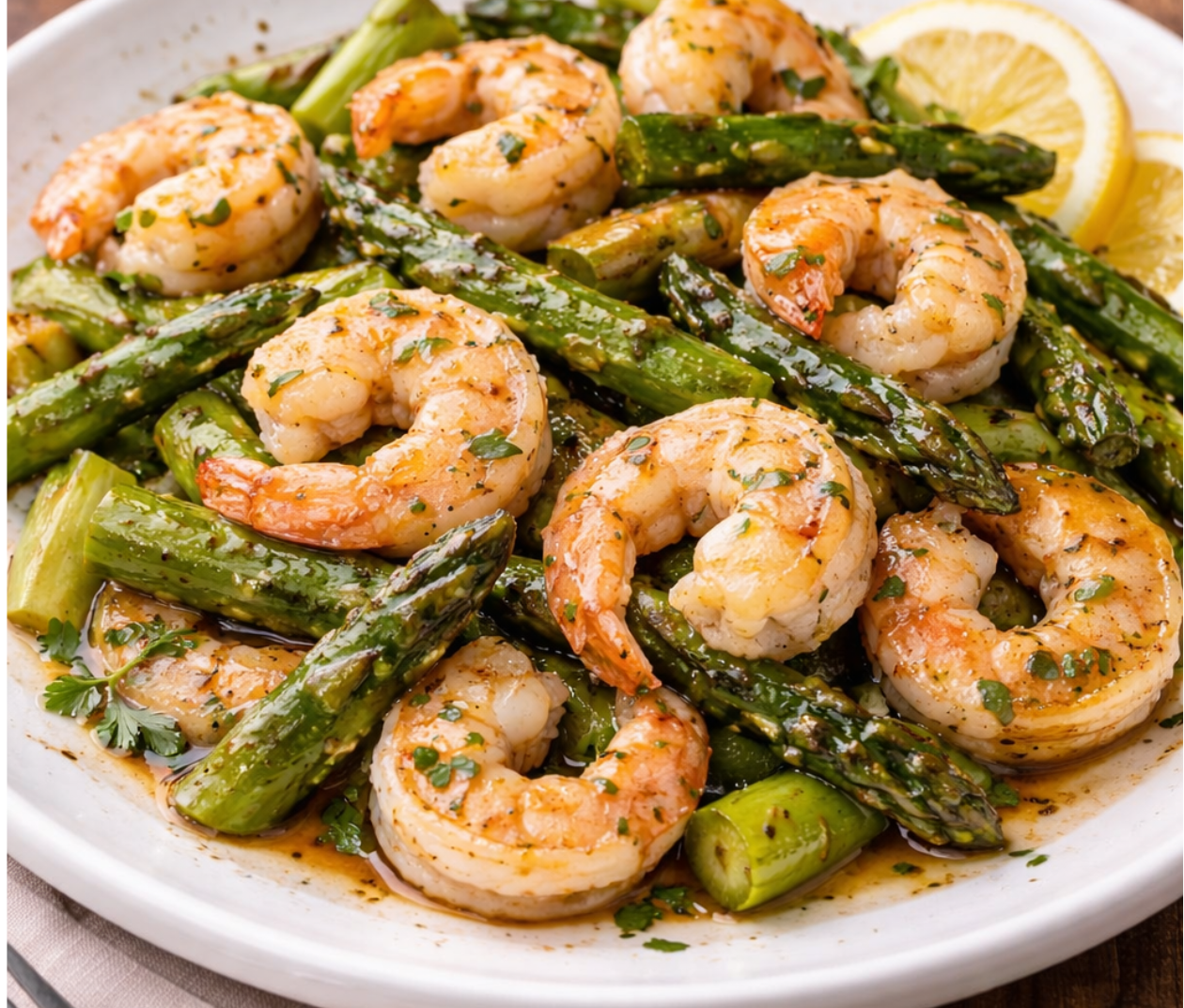 White Lemon Balsamic Shrimp and Asparagus
