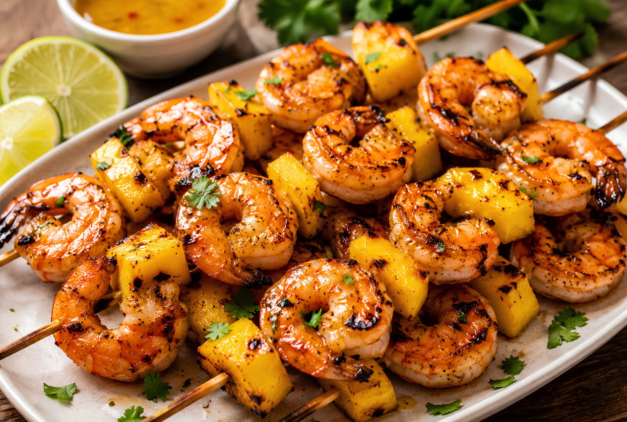 Mango Balsamic Shrimp Skewers