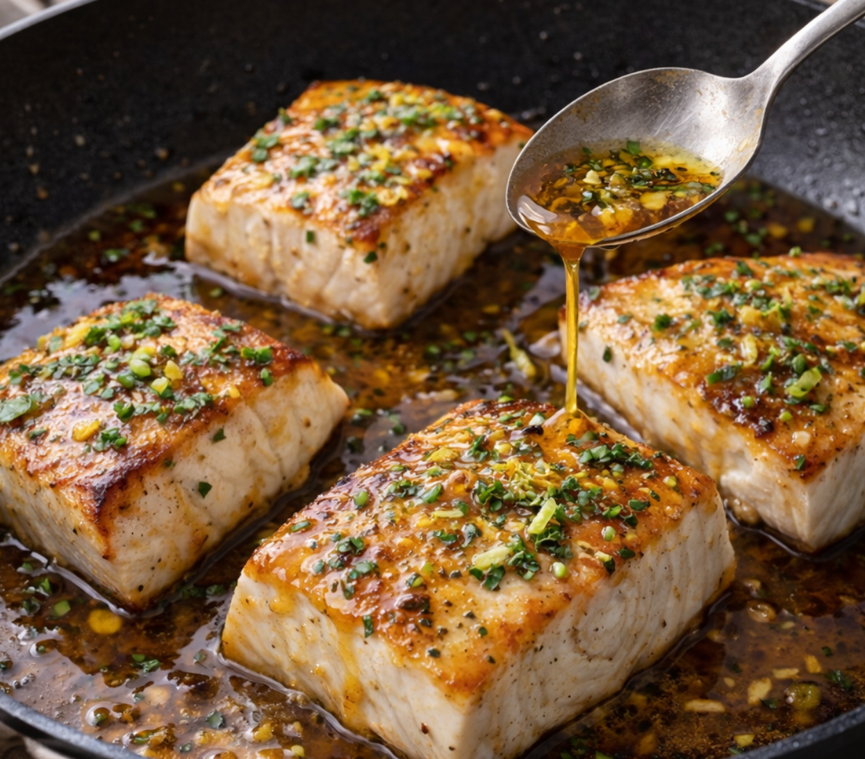 Pan-Seared Halibut with Meyer Lemon & White Grapefruit Balsamic