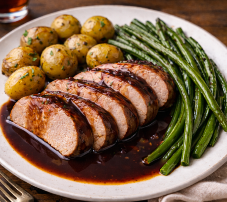 Pan-Seared Pork Medallions with Pomegranate Dark Balsamic