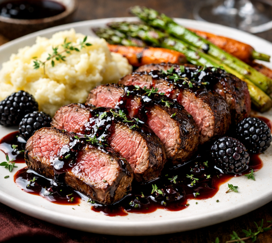 Seared Elk Medallions with Blackberry Balsamic