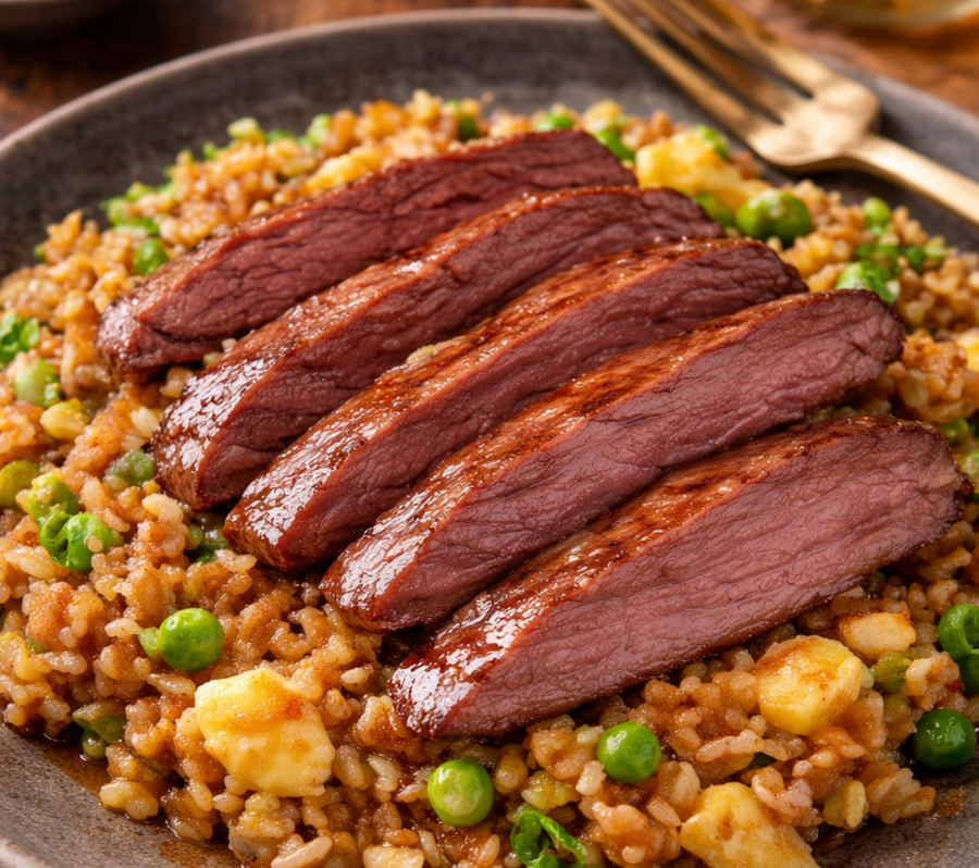 Teriyaki Style Balsamic Steak with Fried Rice