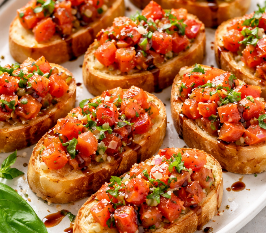 Tomato Basil Bruschetta with Balsamic Drizzle