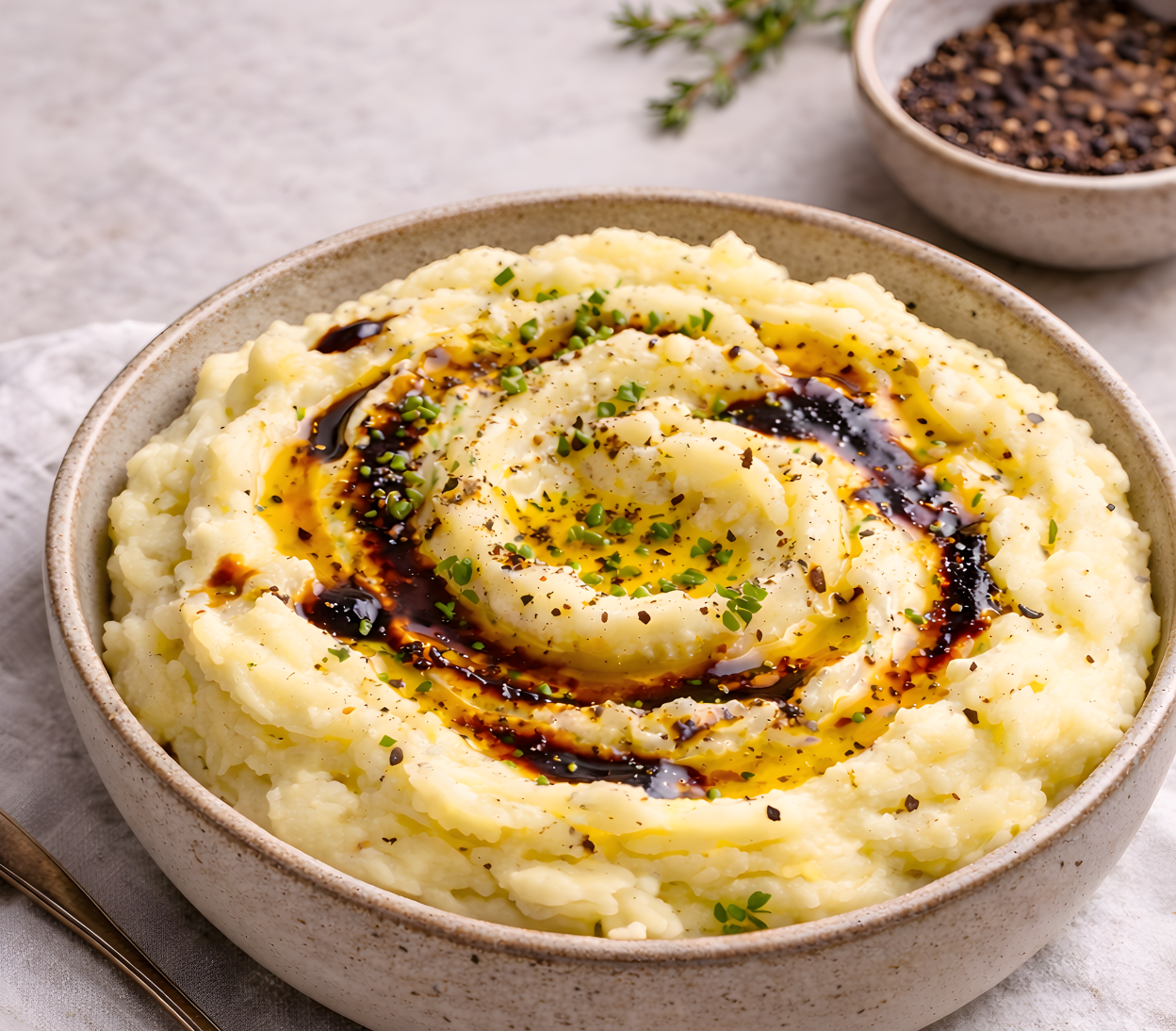Black Truffle Mashed Potatoes with Fig Balsamic Finish