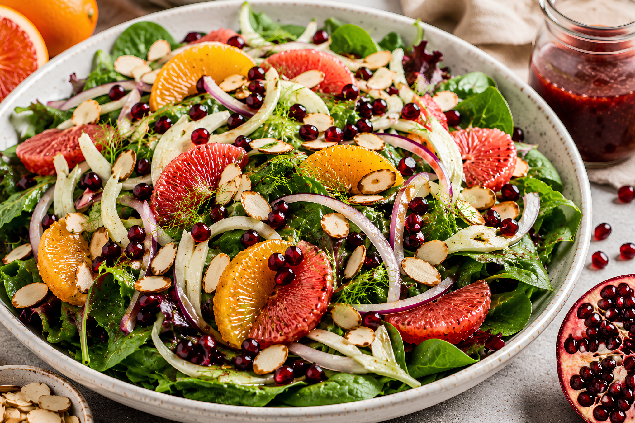 Winter Citrus & Greens Salad with Pomegranate Balsamic Vinaigrette
