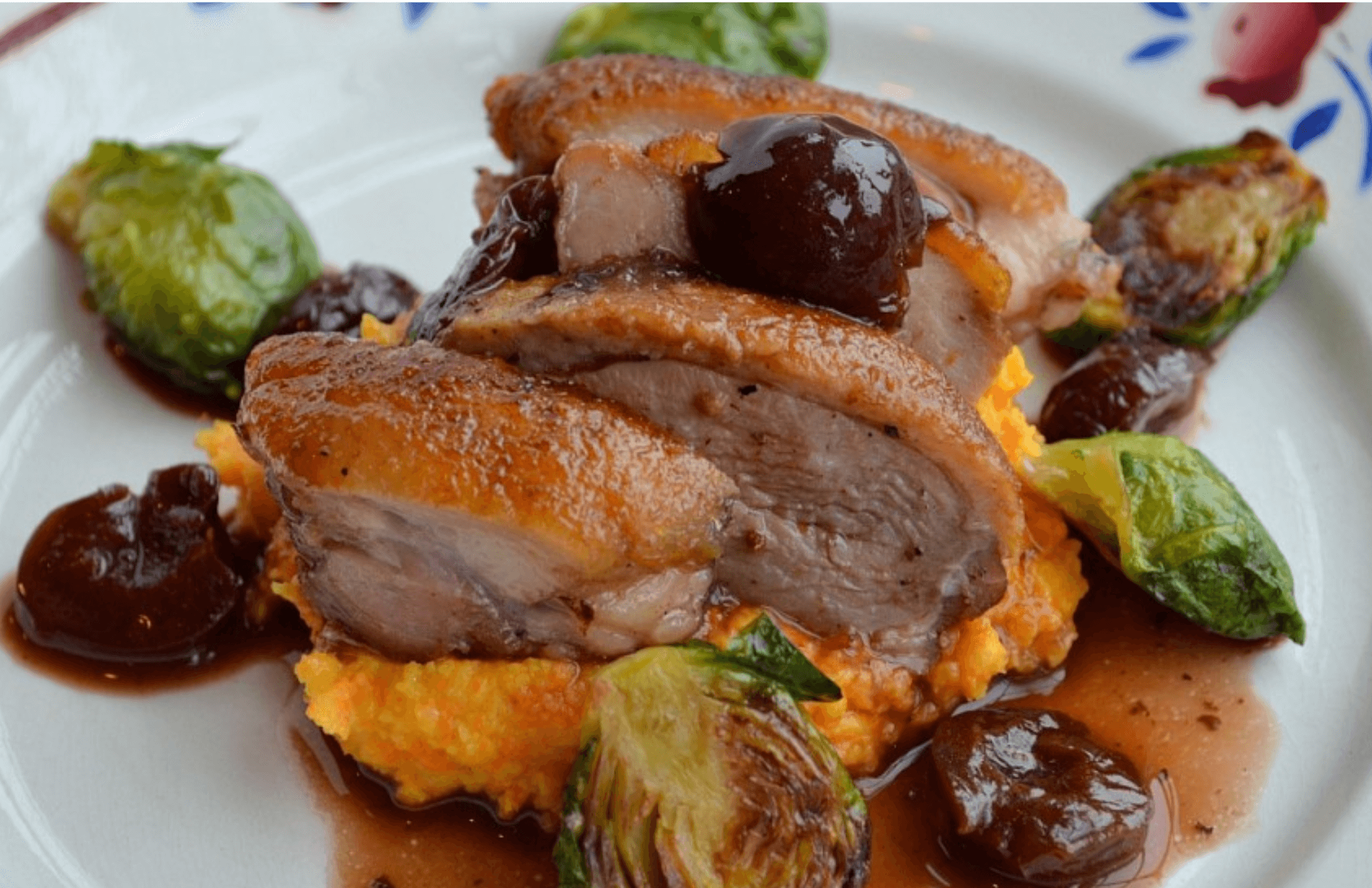 Roasted Duck with Cherry Balsamic Sauce